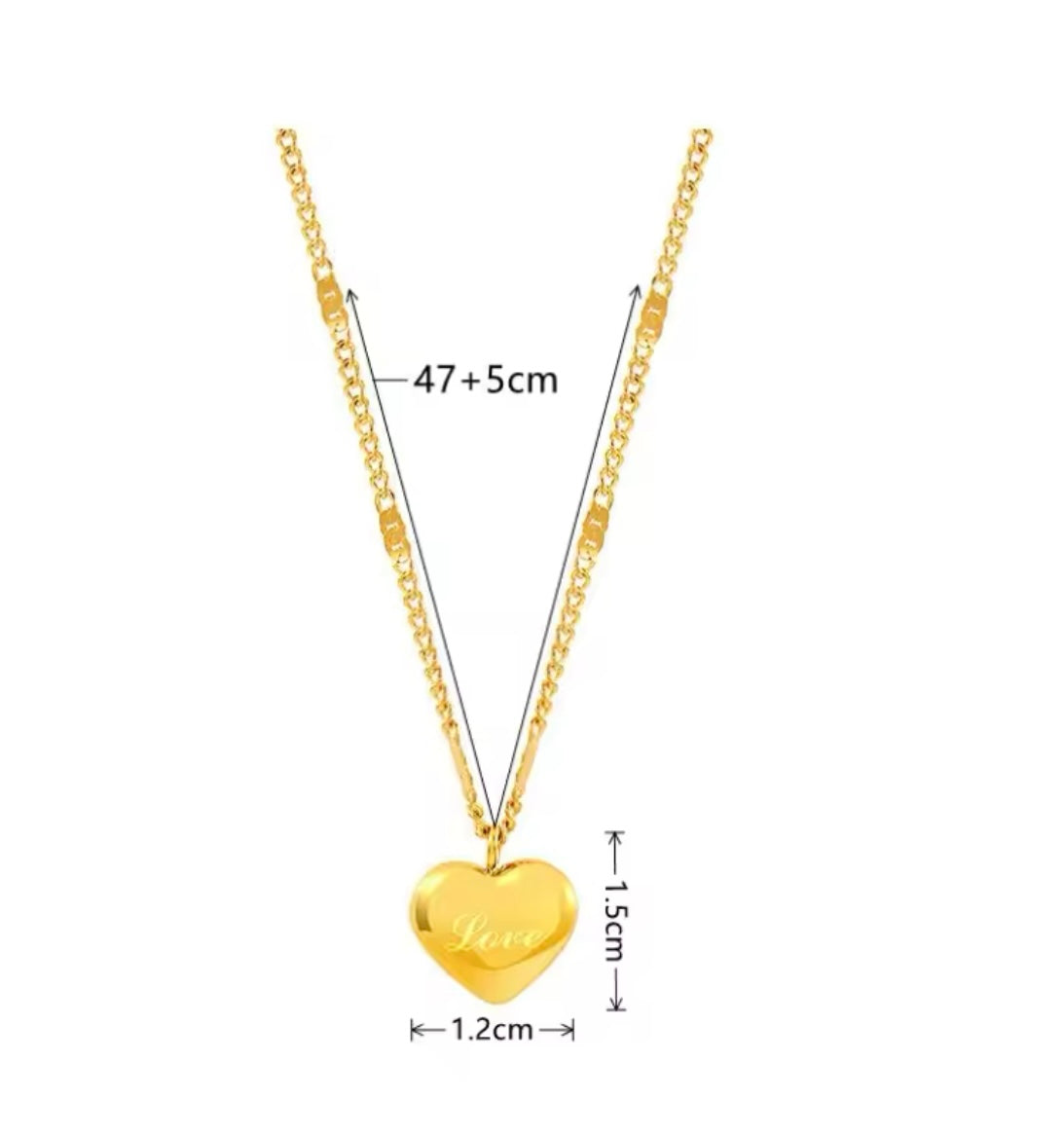 Golden Love Heart Necklace